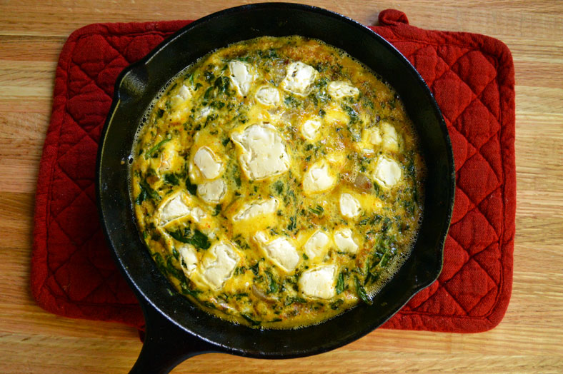 kale, spinach, and feta frittata