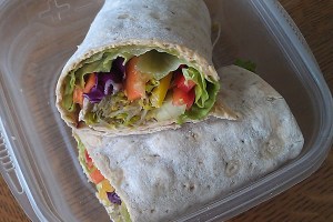 Vegan Spicy Hummus Veggie Wrap Sandwich