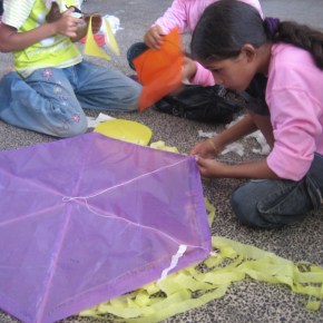 Summer Games camper making kite in 2010