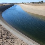 The Friant-Kern Canal’s very low water flow east of Clovis in Fresno County.