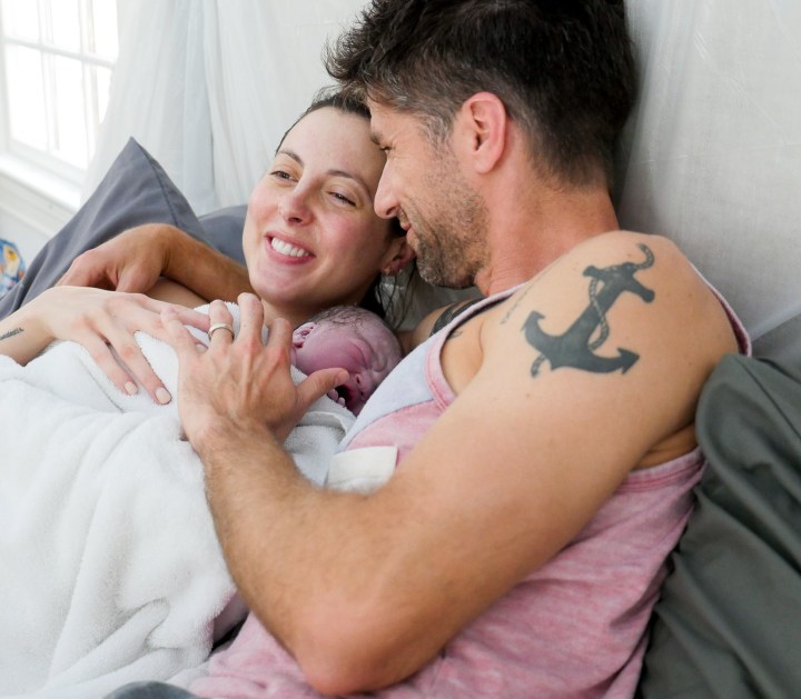 Eva Amurri Martino of lifestyle and motherhood blog Happily Eva After shares the pictures of her home birth with son Major James Martino on October 19th 2016