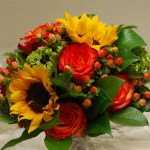 Sunflower and rose wedding bouquet