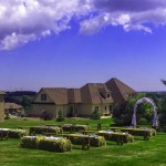 Beautiful outdoor backyard wedding ceremony decor