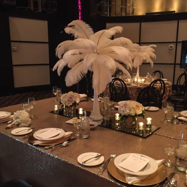Beautiful feather centerpiece for Toronto Wedding