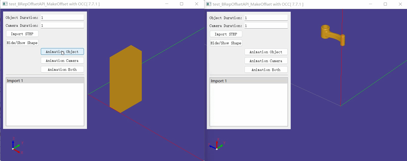 Model transformation animation + camera transformation animation