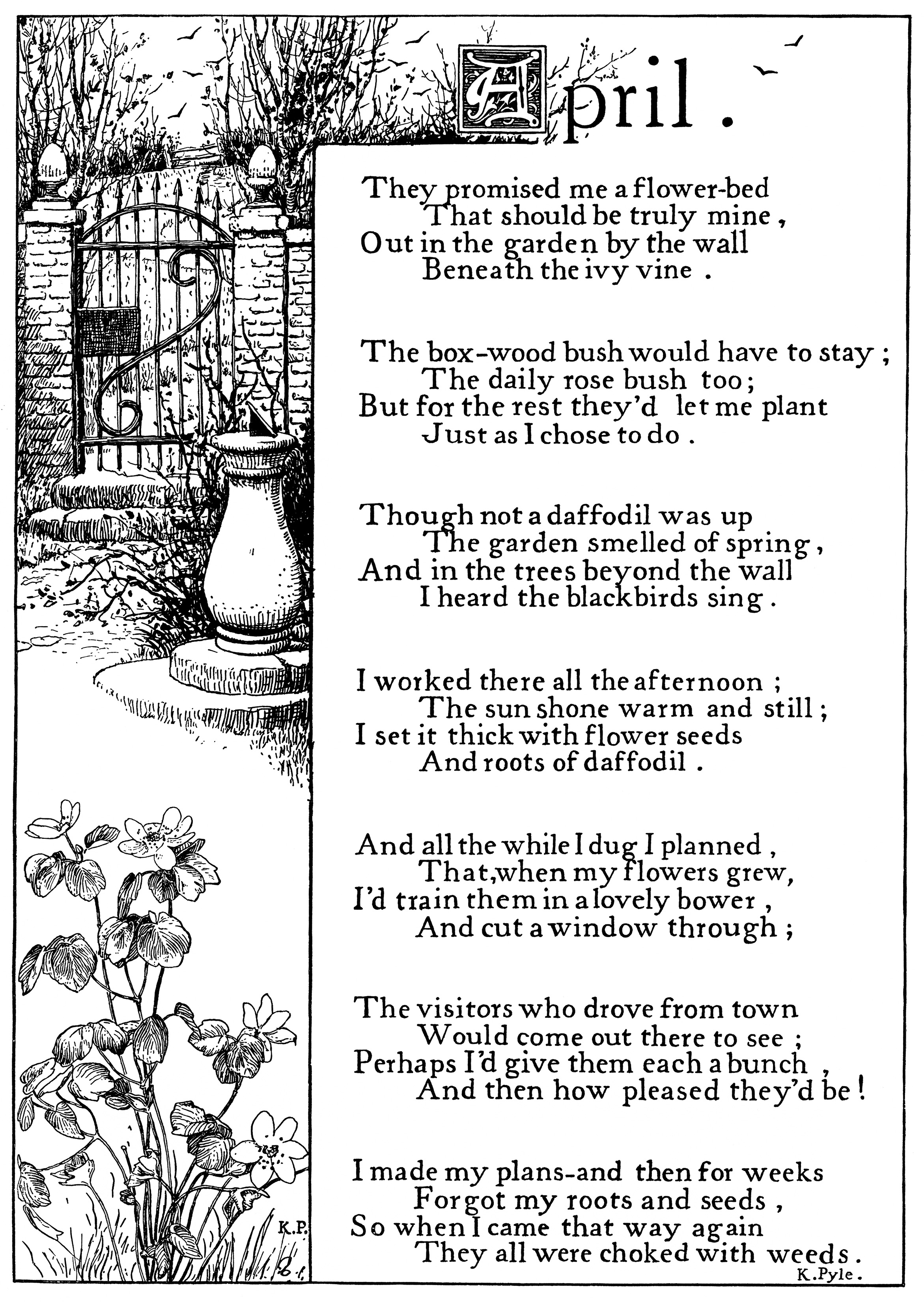 April by K. Pyle Free Vintage Illustrated Poem Old Design Shop Blog