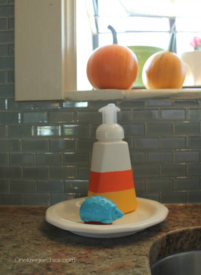 Candy Corn Soap Dispenser-perfect for Fall! OneKriegerChick.com