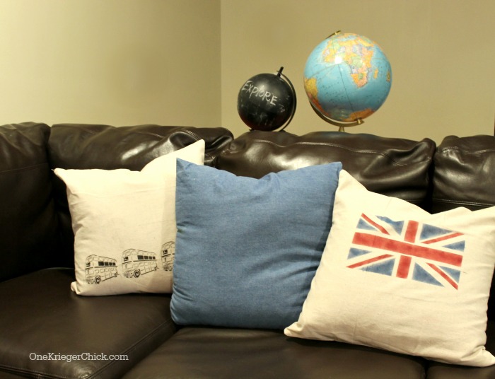 Easy stenciled pillows using creme stencil paint at OneKriegerChick.com