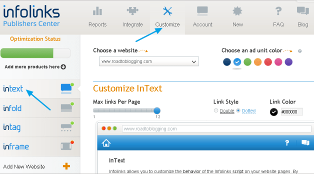 infolinks customize ads