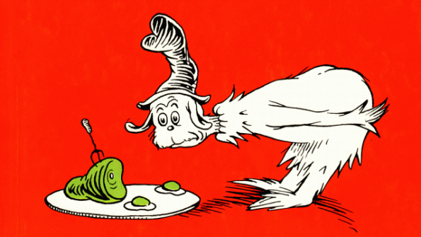 就是愛綠色食物，就算是早餐肉加蛋 ‘I like green eggs and ham!“（image: Web/Dr. Seuss 圖書 "Green Eggs and Ham"）