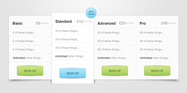 pricing table psd templates 26 37 Free Pricing Table PSD Templates