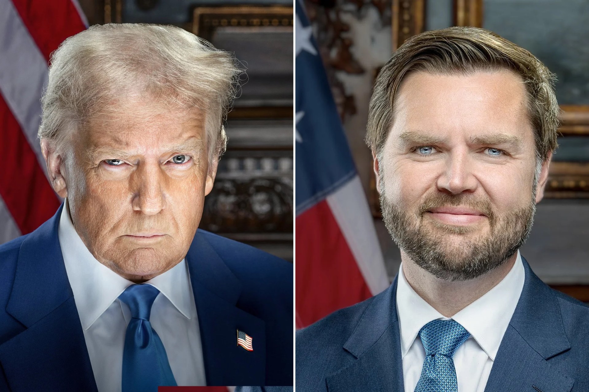 Scowling Trump echoes mugshot in his official portrait – and social media quickly slams his and Vance’s pics Scowling Trump echoes mugshot in his official portrait – and social media quickly slams his and Vance’s pics
