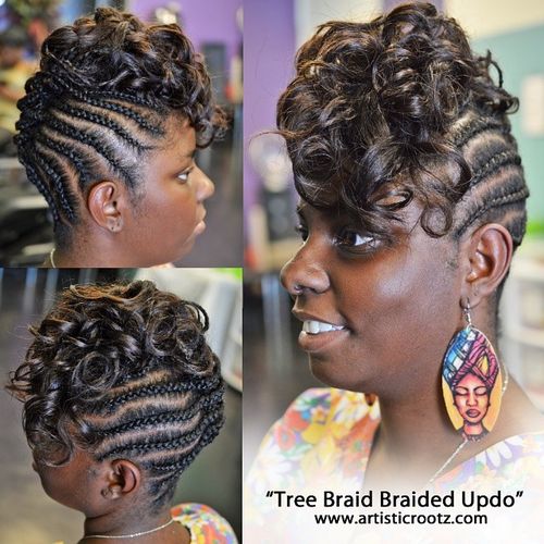 braided mohawk updo with curls