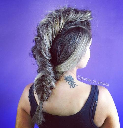 messy fishtail mohawk braid