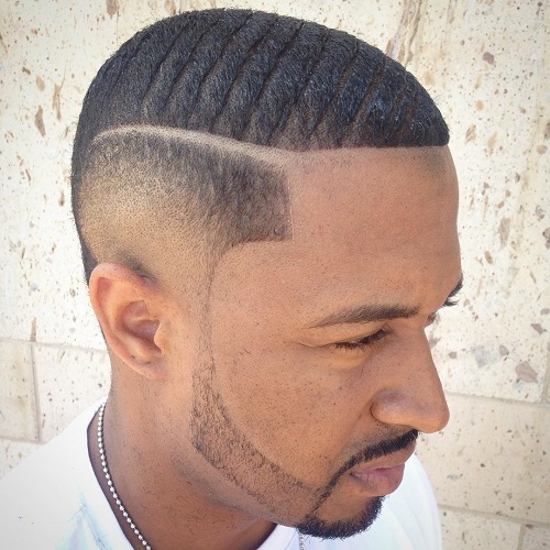 Lined Top Fade With Shaved Part