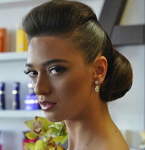Formal Chignon With Pompadour Bangs
