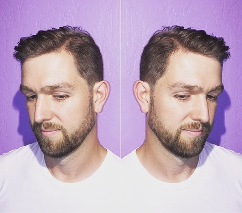 short haircut for men and facial hairstyle