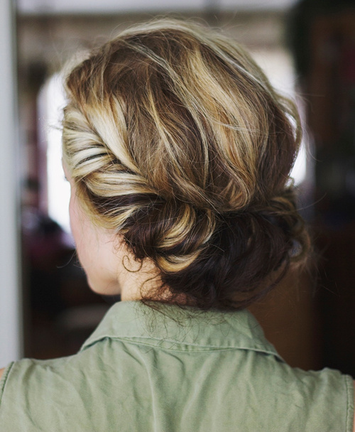 casual updo for wavy hair