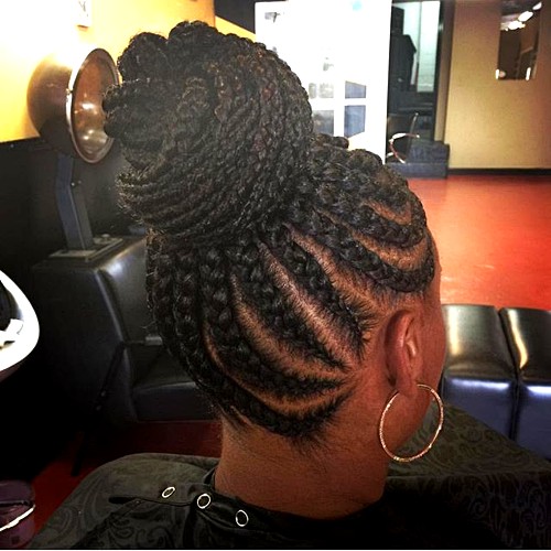 bun updo for cornrows