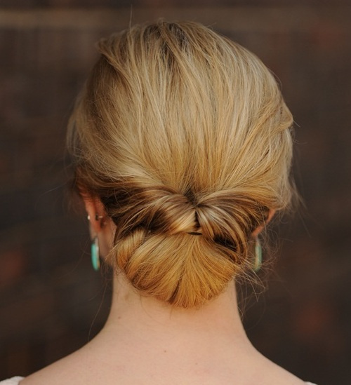 low bun updo with a twist