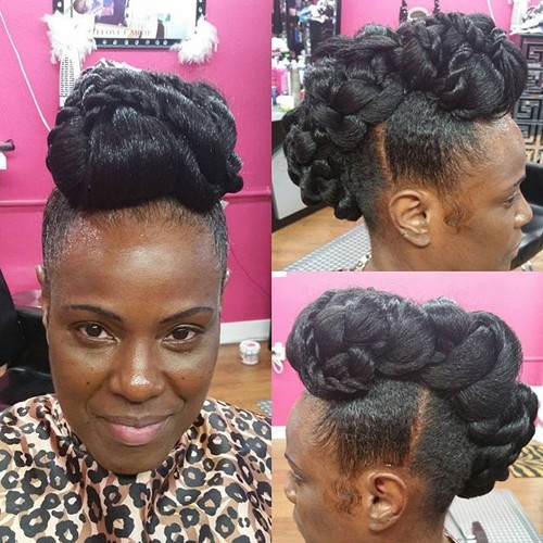 black mohawk updo