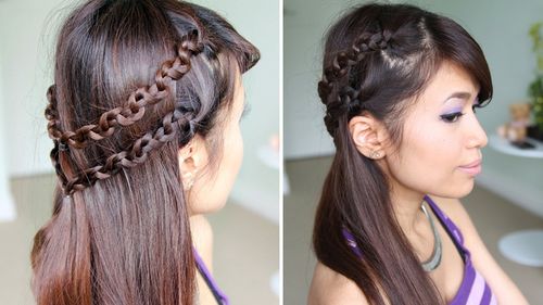 half updo with double chain braid