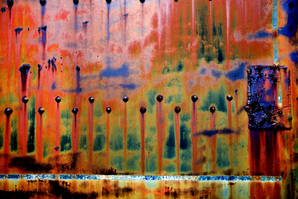 Unmanipulated image of a corroded polymer tank @ an abandoned porcelain toilet factory Kilgore, TX