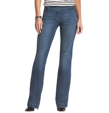 Loft Curvy Trouser Leg Jeans in Winded Blue Wash. Image from Ann Taylor Loft.
