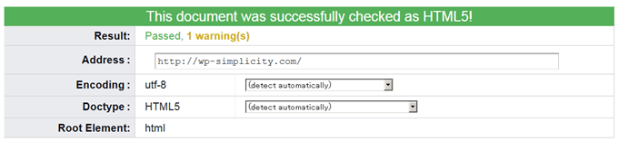 This document was successfully checked as HTML5 TOP