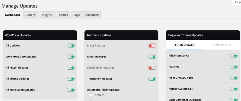 Easy Update Manager Dashboard