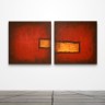 red and orange 2 panel modern abstract acrylic painting on canvas