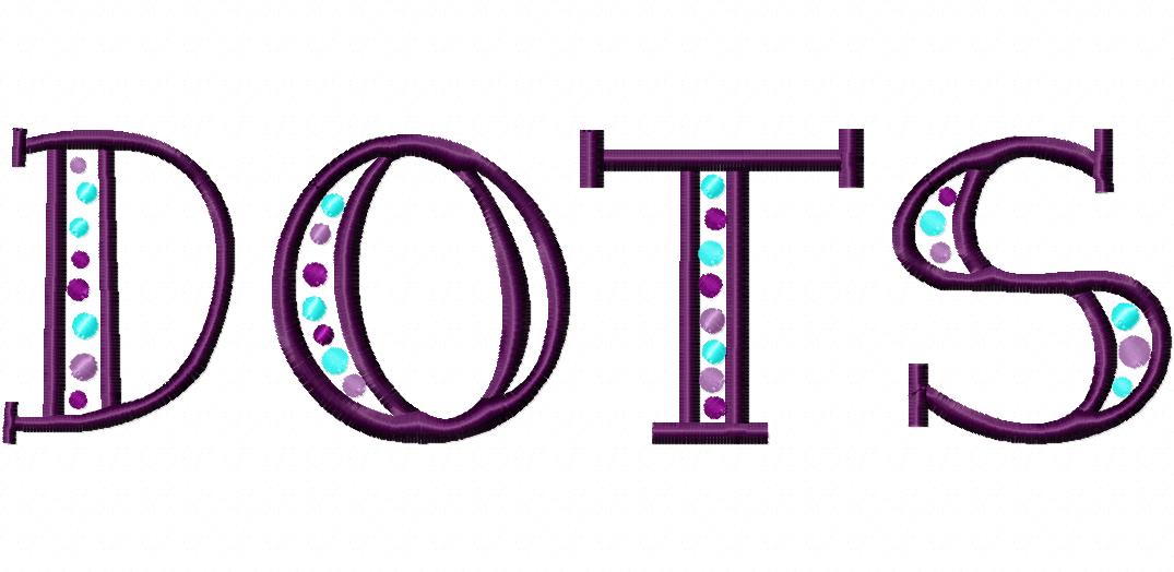 Curly Girl Dots Machine Embroidery Font Set