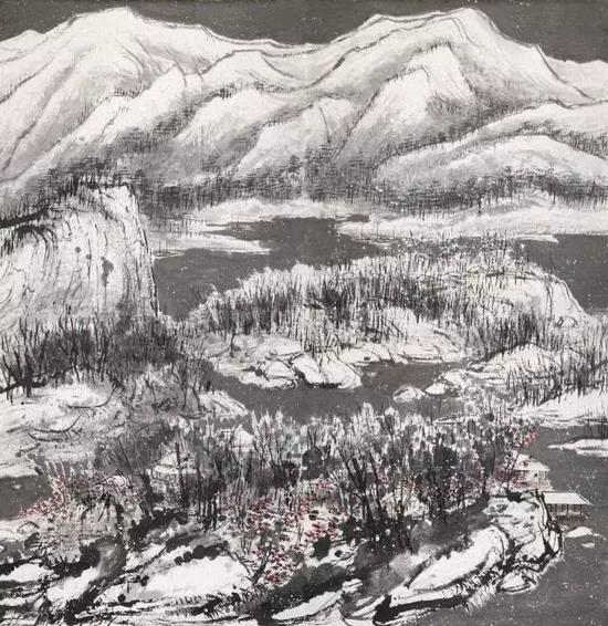 崔如琢《飞雪伴春》 设色纸本 镜心 2013年作