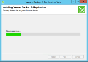 27 - Installation progress of Veeam Backup and Replication v9