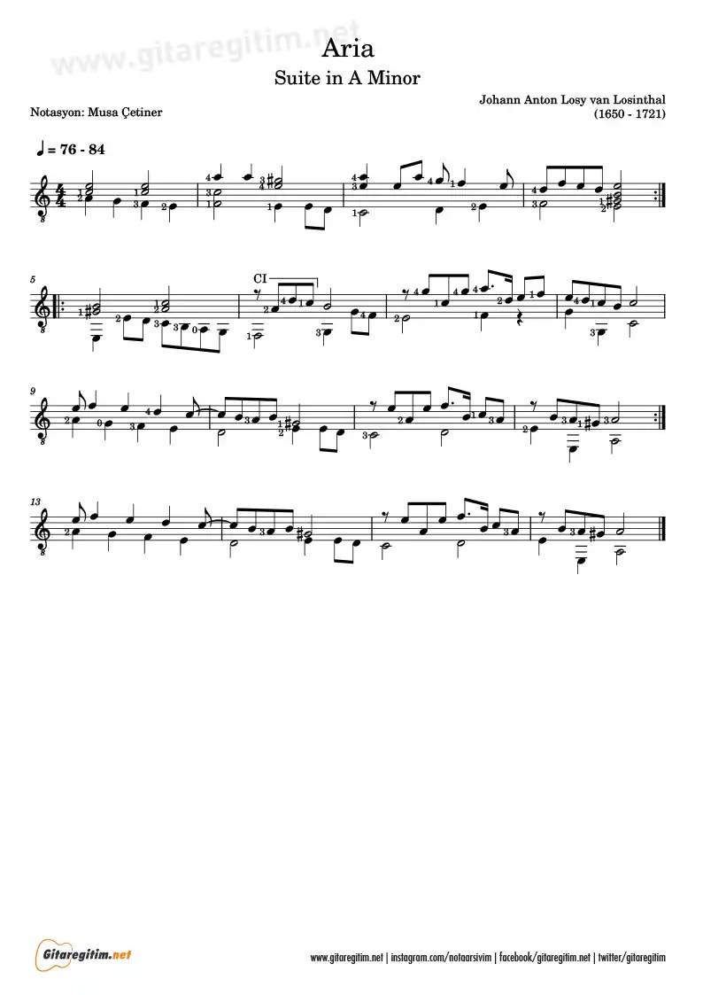 Losinthal - Aria - Nota