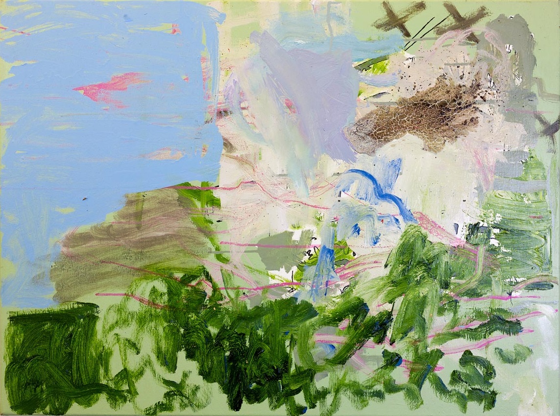 Doing Everything Just Right (Except For...)Oil, housepaint, ink, coffee, on canvas.  80cm x 60cm.