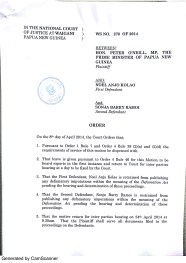 Court Documents Prime Minister O Neill Sues For Defamation PNG Echo