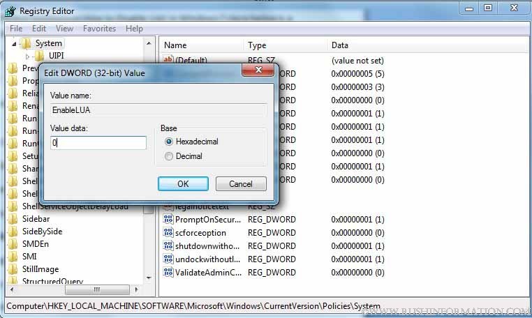 windows 7 change uac