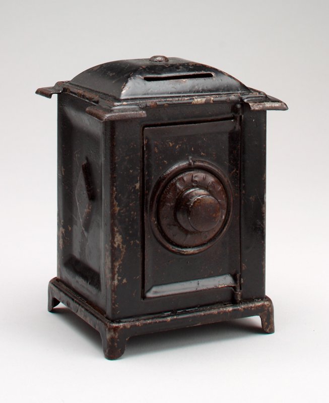 Antique A.C. Williams Cast Iron “TIME IS MONEY” Clock Still Bank