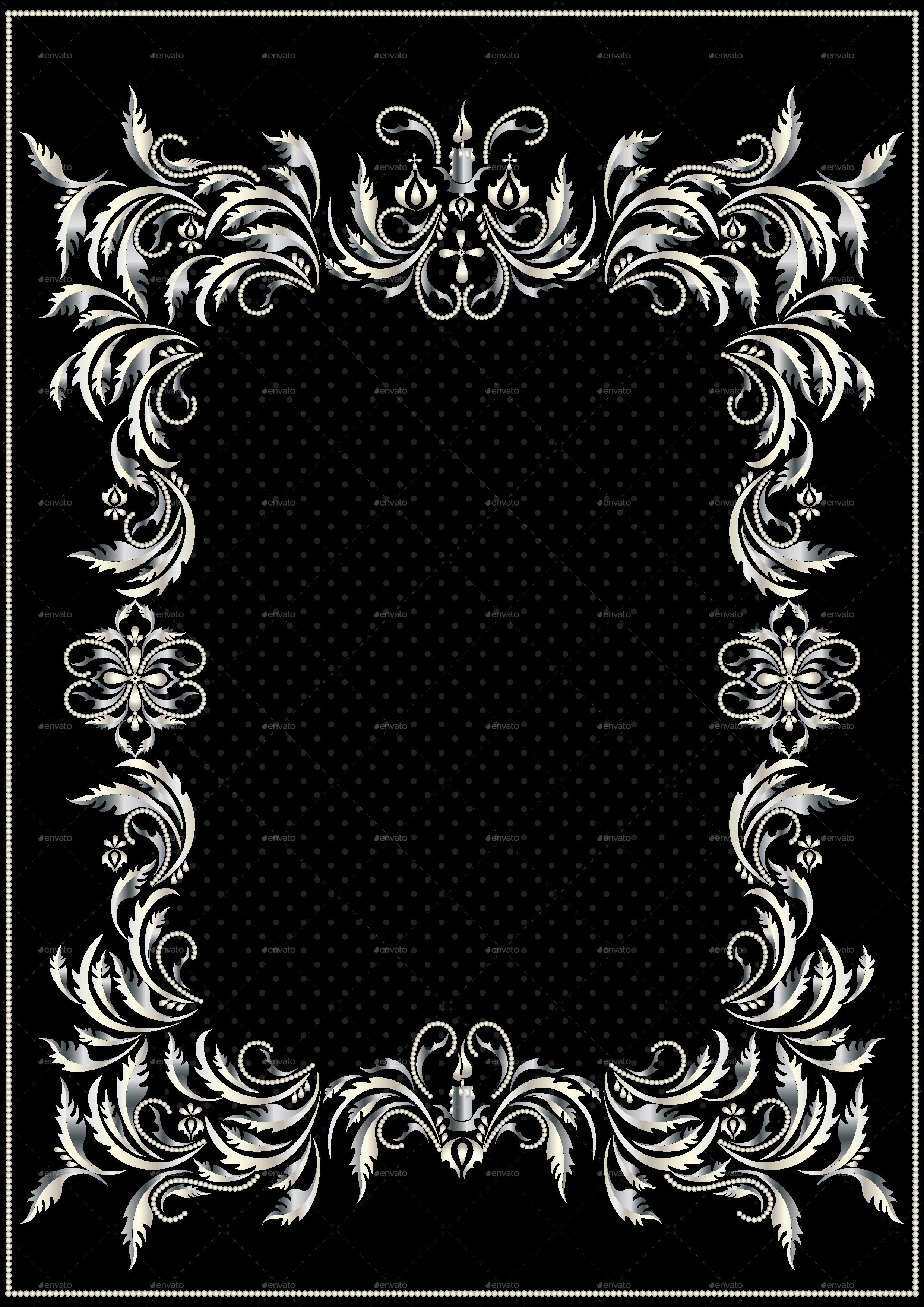 Silver Border with Decor in the Victorian Style by tatyanamh GraphicRiver