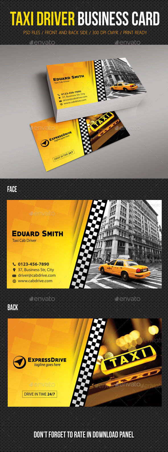 Taxi Driver Cab Business Card GraphicRiver