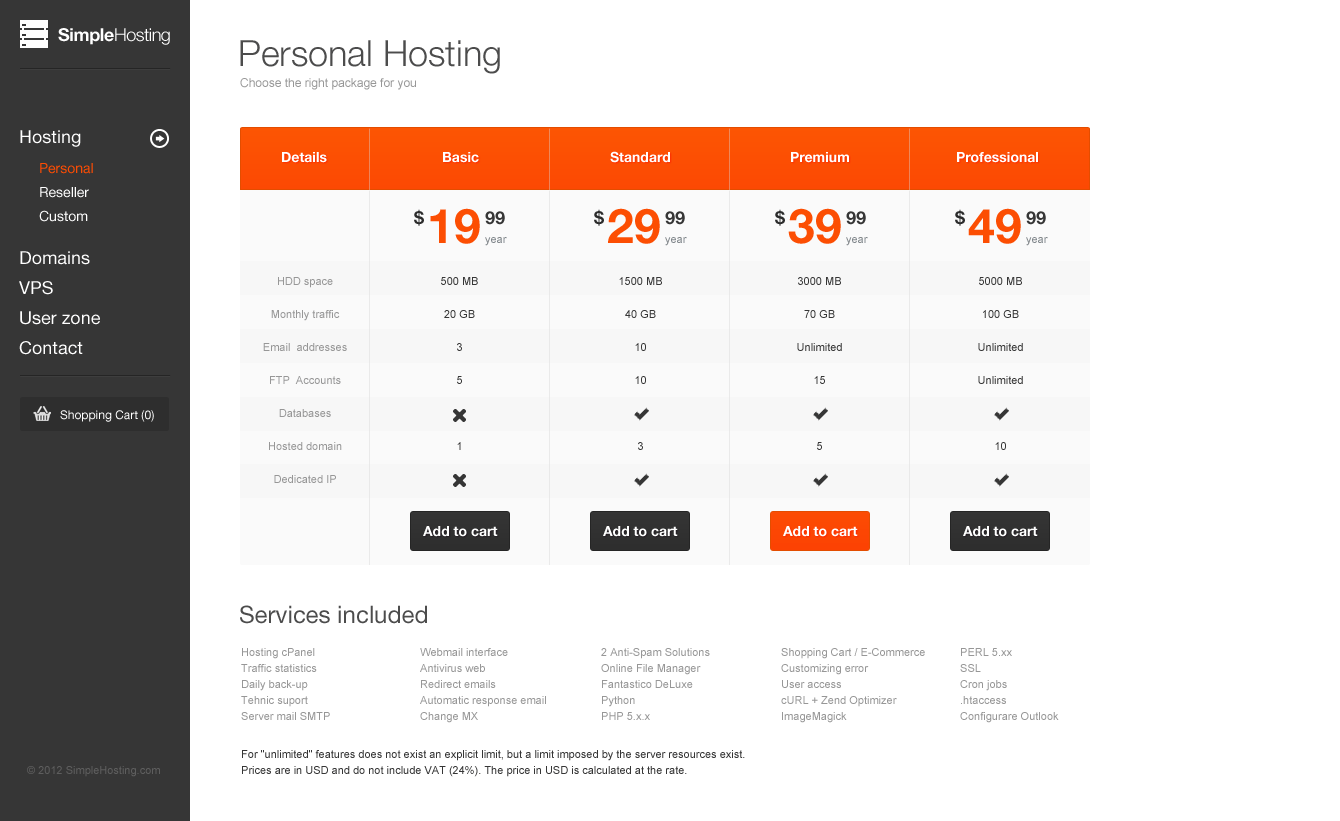 Simple Hosting Modern template by ClaPat ThemeForest
