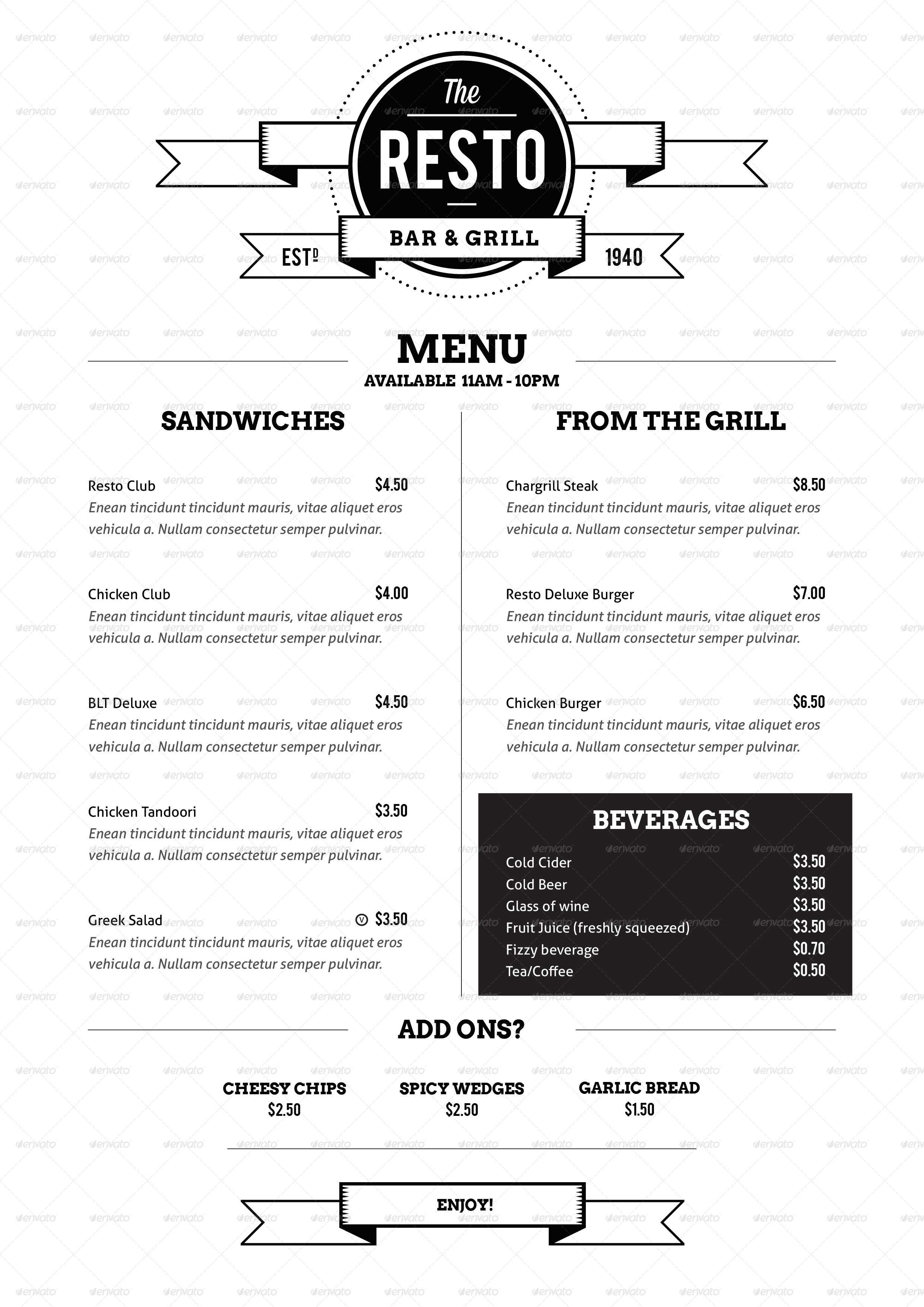 RestoBar Menu & Restaurant Branding by GlippoCreative GraphicRiver