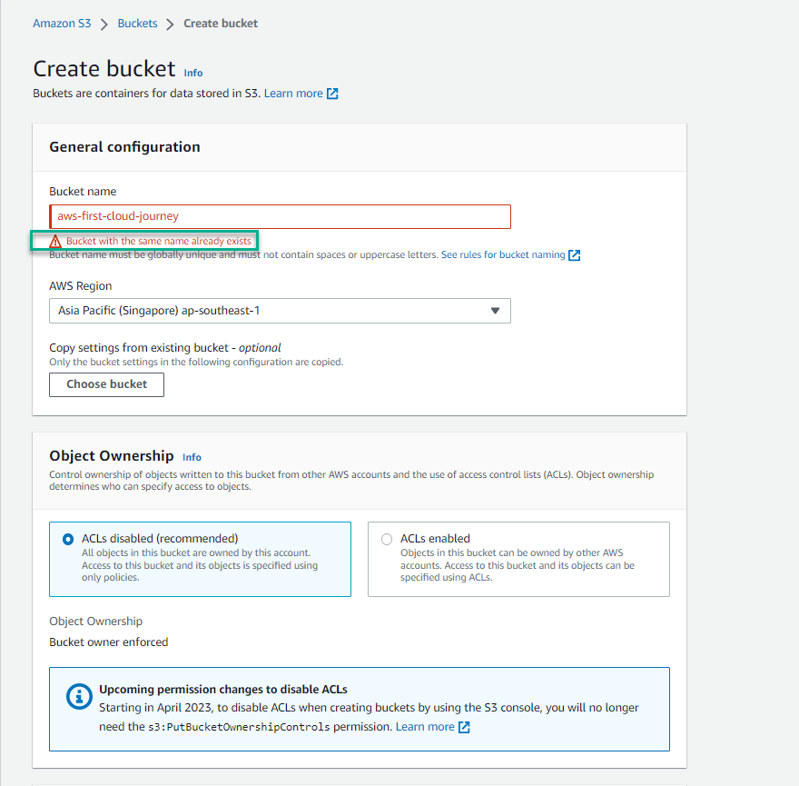 Create S3 bucket Start with Amazon S3