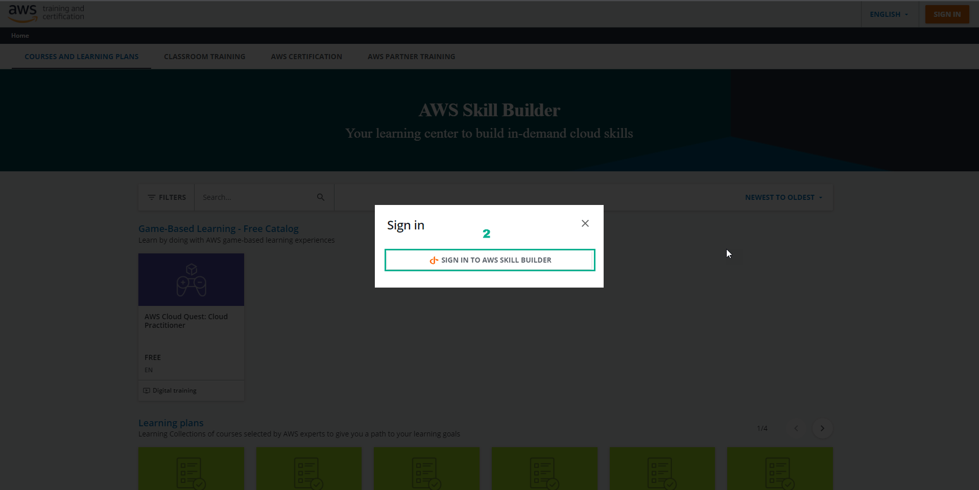Login to Amazon account AWS Cloud Quest Cloud Practitioner
