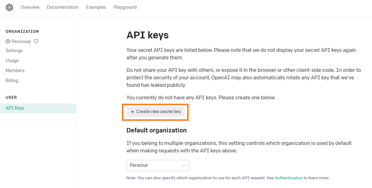 OpenAI APIキーを取得する方法 1 NOTES