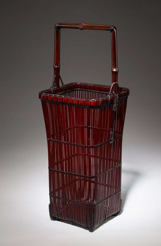 Tall Square Flower Basket with Handle, Suemura Shōbun Mia