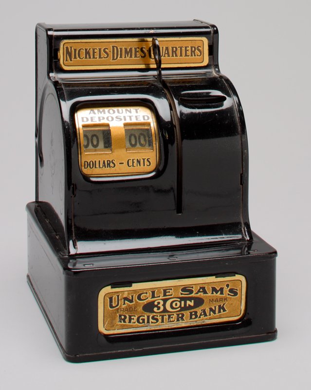 "Uncle Sam's ThreeCoin Register Bank (registering)" still bank