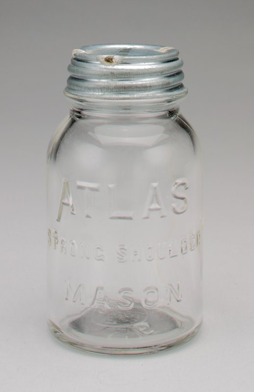 "Atlas Strong Shoulder Jar" still bank, HazelAtlas Glass Company Mia
