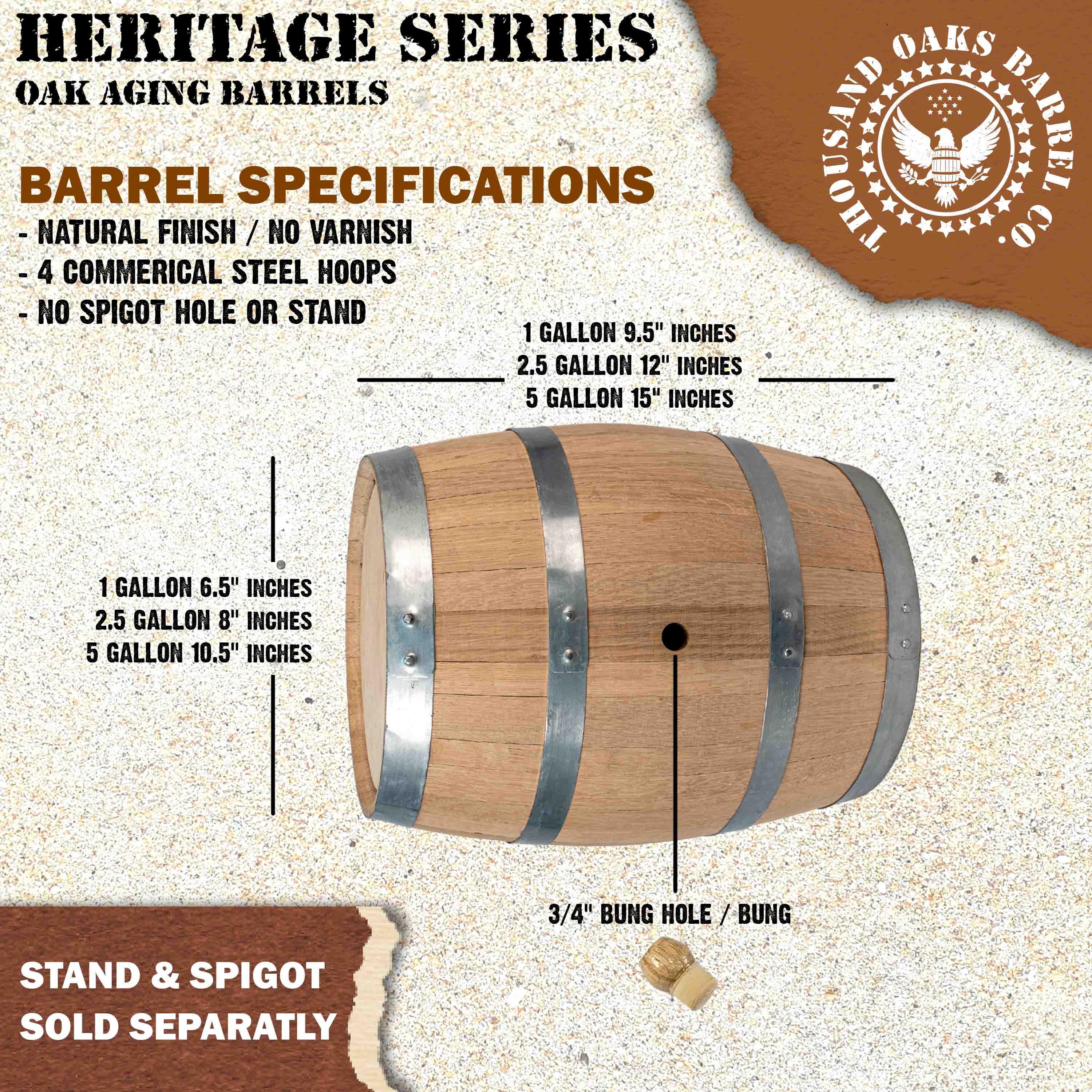 Heritage Series Steel Hoop Oak Barrel